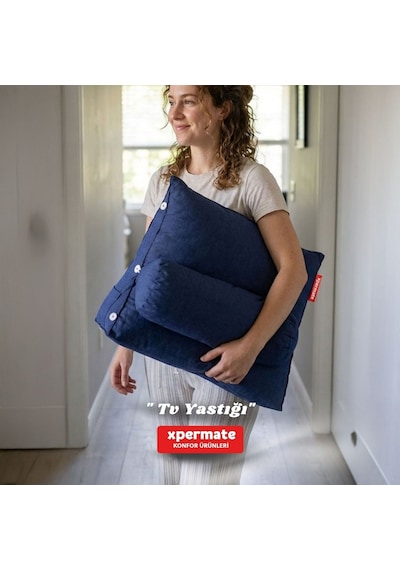 Xpermate Sırt, Bel, Boyun Destekli TV Yastığı Okuma Yastığı Ameliyat Sonrası Lacivert