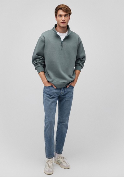 Mavi - Yarı Fermuarlı Yeşil Basic Sweatshirt 0s10278-71577 Yeşil