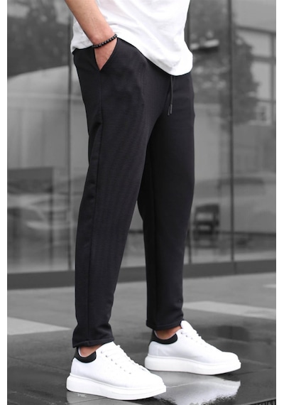 Madmext Siyah Basic Waffle Kumaş Erkek Pantolon 6509-siyah Siyah