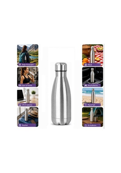Sn-25711 Şişe Tipi 350 Ml. Paslanmaz Çelik Termos Renkli