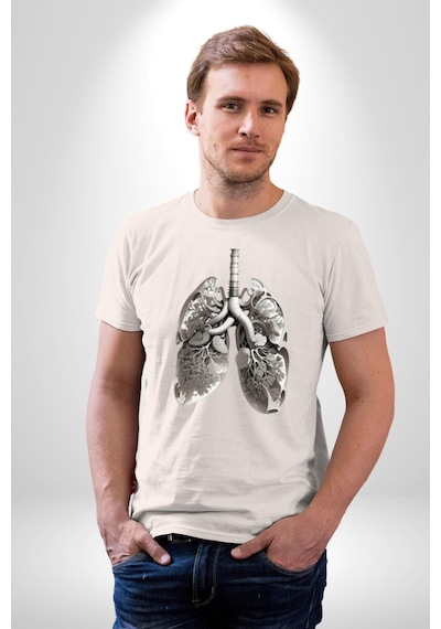 Porselen Akciğer Çiçekler Açmış Unisex Unisex Beyaz Organik Baskılı T-shirt Penye Yüksek Kalite Beyaz