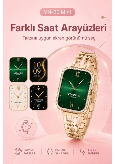Dört Kordon Seçenekli Mini Akıllı Saat Bildirim Ve Spor Takip Özellikli Kullanım Seti