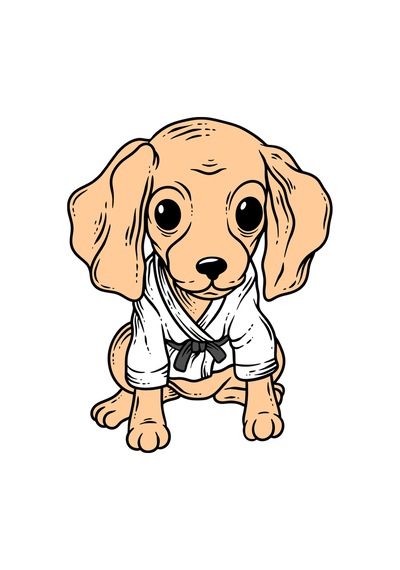 Paybuy Çocuk Kısa Kollu Baskılı Tişört Karate Köpek Figürlü Rahat Kesim Siyah