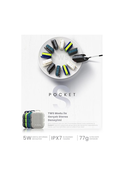 HiFuture Pocket S BT5.4 IPX7 5W TWS Su Geçirmez Mini Hoparlör
