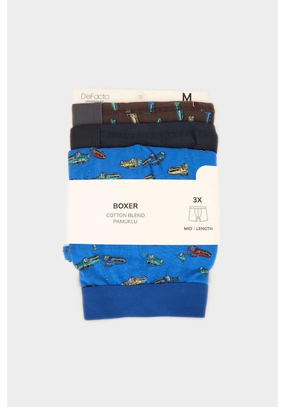Defacto Regular Fıt Baskılı 3lü Boxer G9301ax26spnv135 Lacivert-nv135