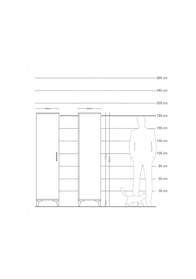 Hyperion Dolap 4 Raflı Tek Kapaklı 44x44x182 Çam-antrasit Çam