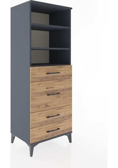 Hyperion Dolap 3 Raflı 4 Çekmeceli 60x44x163 Antrasit-çam Antrasit