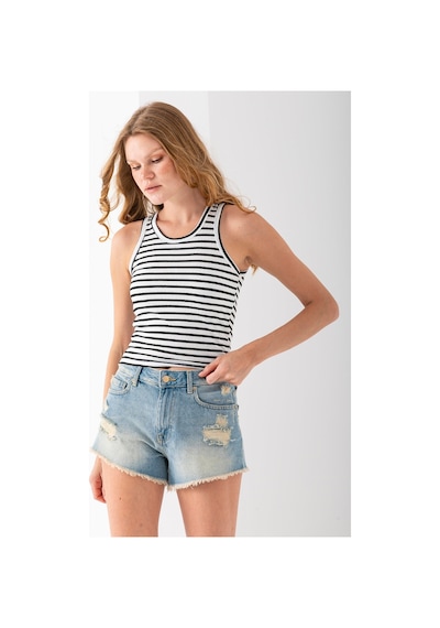 Giysa Kadın Bisiklet Yaka Çizgili Basic Body Siyah - 25510 Siyah