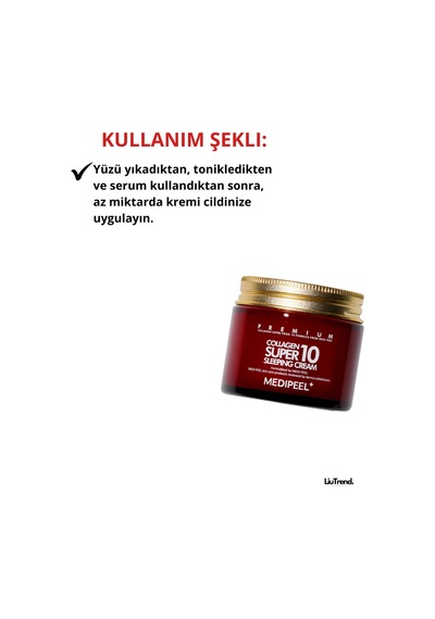 Medipeel Collagen Super 10 Sleeping Cream Kolajenli Gece Kremi M0035
