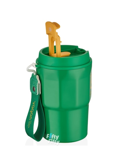 Vagonlife 2'li Çelik Termos-kahve Bardağı Seti 750ml Çift Kullanım Termos//450ml Mug Kahve Bardağı Beyaz - Yeşil