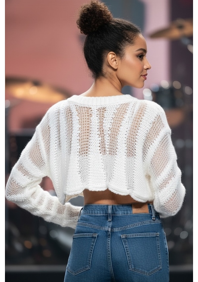 Fashion Cocktail Puffy File Örgü Yünlü Örme Transparan Mini Kısa Göbek Açık Bolero Tarzı Kombin Kazak Crop Ekru Fashion Cocktail Puffy File Örgü Yünlü Örme Transparan Mini Kısa Göbek Açık Bolero Tarzı Kombin Kazak Crop Ekru