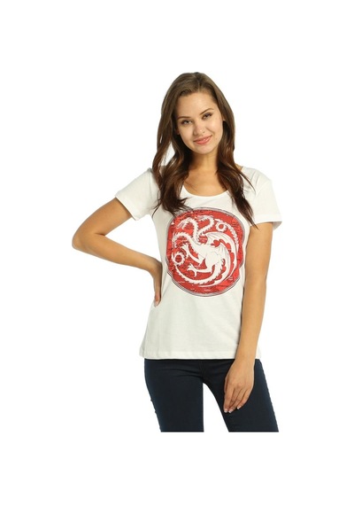 Bant Giyim - Game Of Thrones Targaryen Beyaz Kadın Tişört Beyaz