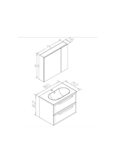 Orka Nuvola 80 Cm Mdf Gri Banyo Dolabı Takımı Gri