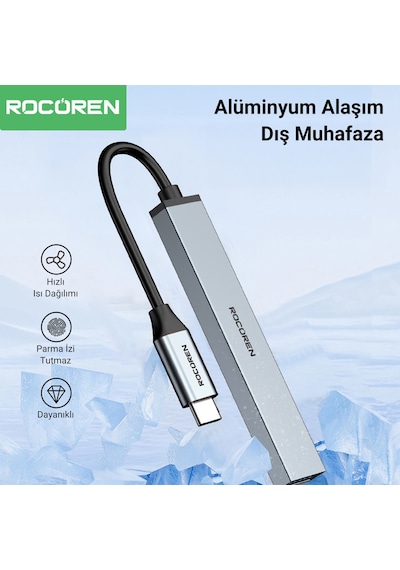 Rocoren Type-c 5gbps 4 Portlu Usb-a 3.0 Çoklayıcı Dönüştürücü Hub