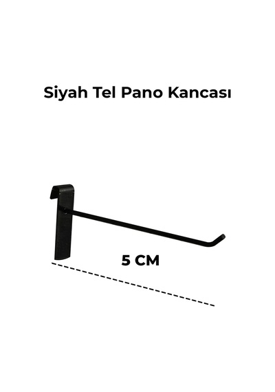 Tel Pano Kancası 5 Cm Siyah Mağaza Raf Askı Kancası 100 Adet