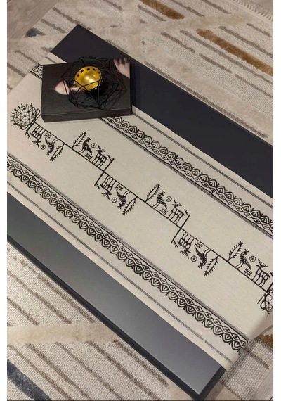%100 Doğal El Dokuması Pamuk Keten 2'li Kırlent Kılıfı Ve Runner
