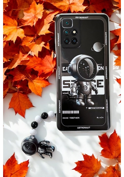 Xiaomi Redmi 10 2022 Astronot Tasarımlı Charmlı Telefon Kılıfı Siyah