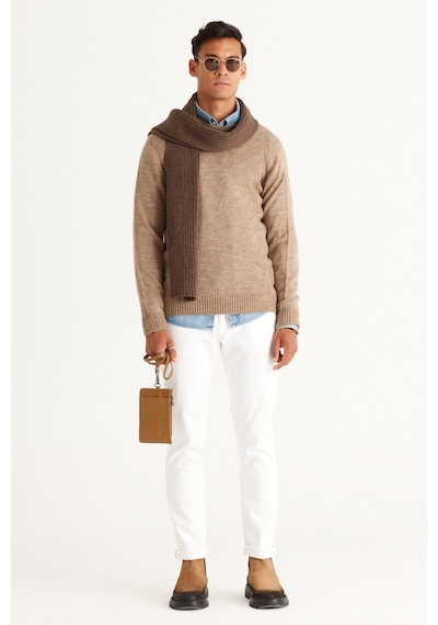 AC&Co / Altınyıldız Classics ERKEK VIZON Standart Fit Normal Kesim Bisiklet Yaka Jakarlı Triko Vizon AC&Co / Altınyıldız Classics ERKEK VIZON Standart Fit Normal Kesim Bisiklet Yaka Jakarlı Triko Vizon
