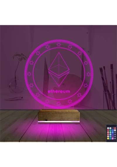 Luvivia Crypto Ethereum Coin 3d Lamba - Masa Gece Lambası Şeffaf