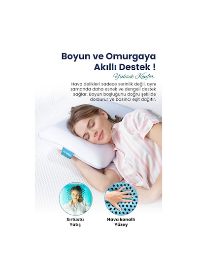 Viscofoam Air Terapi Hava Kanallı Ortopedik Yastık Visco Yastık Mavi 60x40x16cm