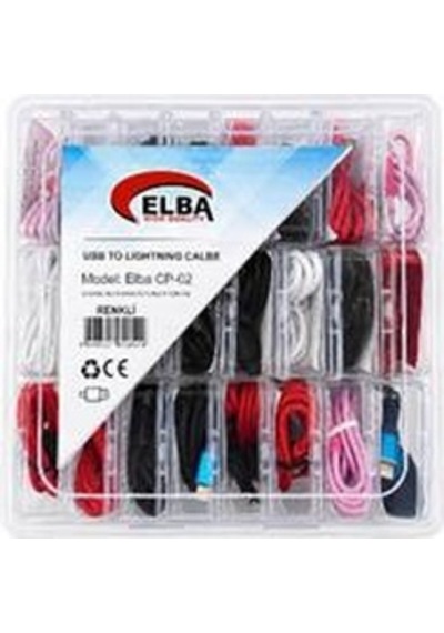 Elba Cp-02 Şeffaf Kutulu Usb To Lightning Kırmızı,beyaz,pembe,siyah,lacivert 24lü Şarj Kablosu