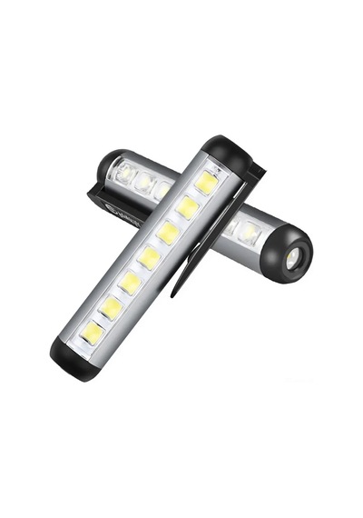 Mıknatıslı 4 Mod'lu 7 Led'li Mini El Feneri Şarjlı, Kamp Lambası Gece Aydınlatması Gri
