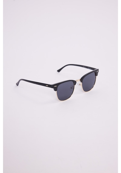 Unisex Siyah Oval Çerçeveli Gold Detaylı Uv 400 Korumalı Güneş Gözlüğü-51237 Çok Renkli