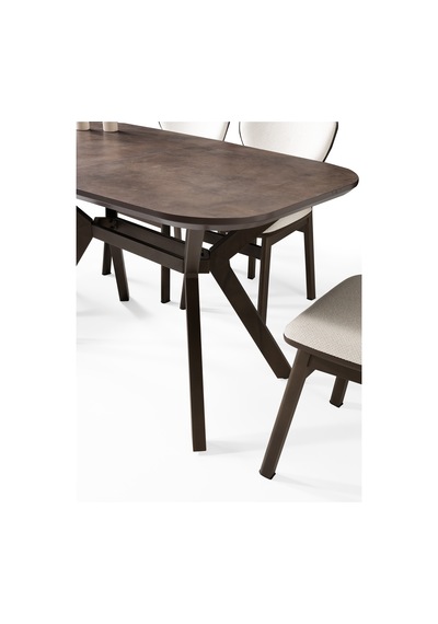 Venedik Retro Bronz Mdf Açılır Mutfak Masa Takımı 80 130cm Kahverengi
