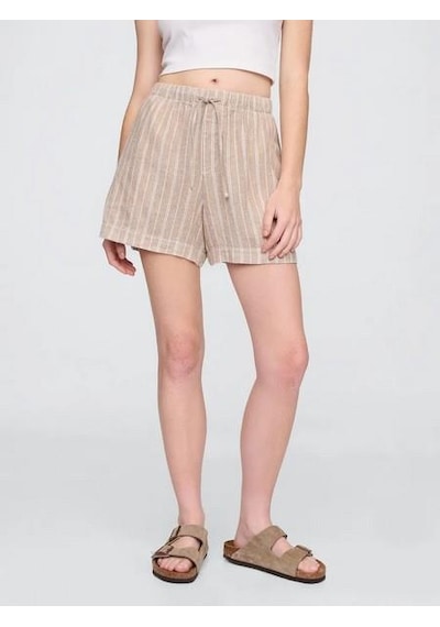 Gap 713422002 V-linen 4 In Easy Po Stripe Kadın Şort Haki