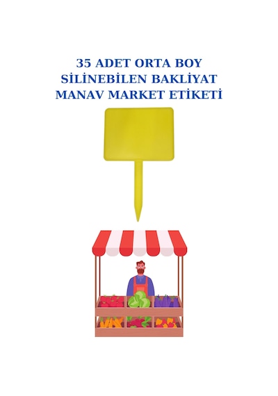 Yaz Sil Orta Boy Sapla Bakliyat Etiketliği 35 Adet Manav Pazarcı Etiketi 001 Sarı