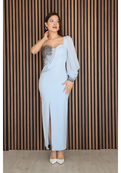 Lodmela Askılı Tek Kol Taş Detaylı Yırtmaçlı Abiye Elbise 2241-bebe Mavisi Bebe Mavisi Lodmela Askılı Tek Kol Taş Detaylı Yırtmaçlı Abiye Elbise 2241-bebe Mavisi Bebe Mavisi