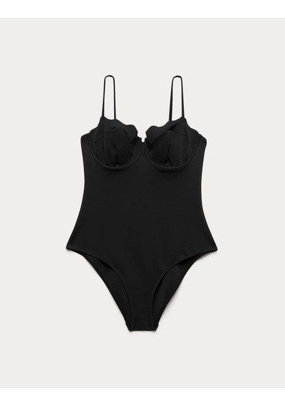 Marks & Spencer Scallop Detaylı Derin Yaka Mayo T52001209S Siyah