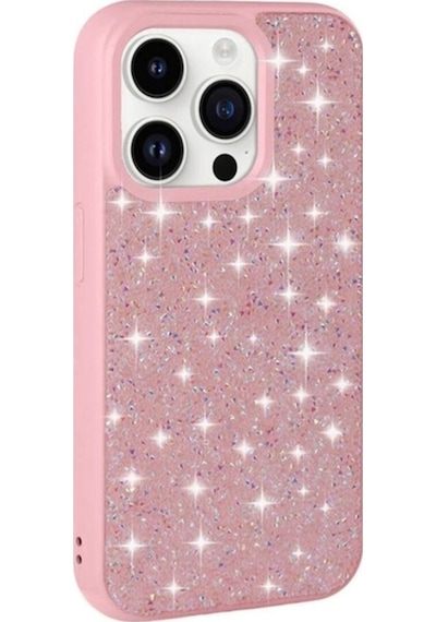 Apple Uyumlu iPhone 14 Pro Kılıf Parlak Taşlı Tasarım Zore Pırlanta Kapak Pembe