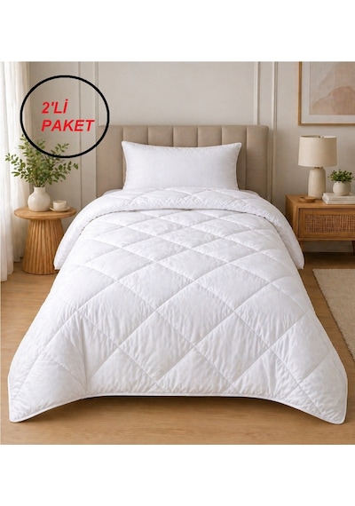2 Adet Bella Home Mikrofiber -beyaz- Tek Kişilik Yorgan 155x215