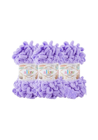 Puffy 3 Lü Paket El Örgü İpi - Şişsiz 100g X 3 Adet Renk No: 788 - Lavanta