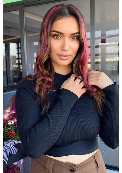 Caş Dekorasyon Yan Çıt Çıt Postiş / Bordo Renk Dalgalı / 50cm- 2 Adet Bordo