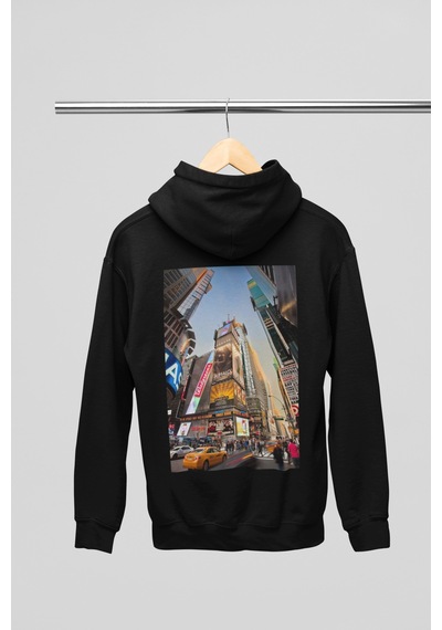 Magors Stıl-x Newyork Baskılı Unısex Kapüşonlu Sweatshırt Siyah-6