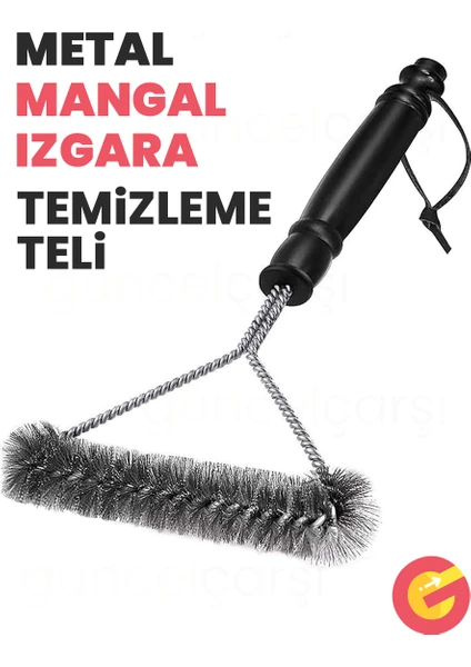 Güncelçarşı Metal Izgara Mangal Temizleme Teli Fırçası Tel Kıllı Izgaraların Mangalların Kirlerini Ovmak Ve Temizlemek Için