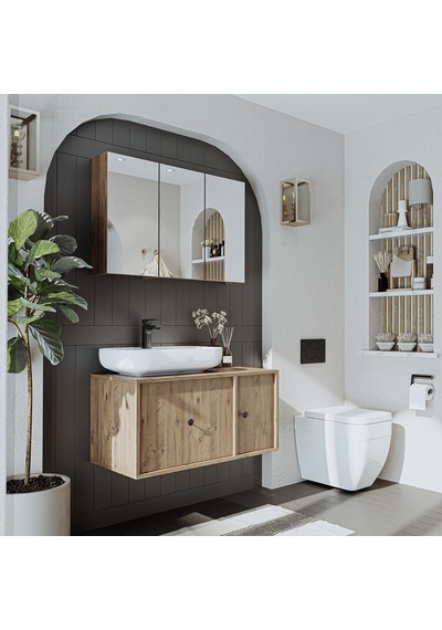Oval Lavabolu Mat Mdf 90 Cm Çekmeceli Dolap + Aynalı Dlp Atl Atlantik Çam Oval Lavabolu Mat Mdf 90 Cm Çekmeceli Dolap + Aynalı Dlp Atl Atlantik Çam