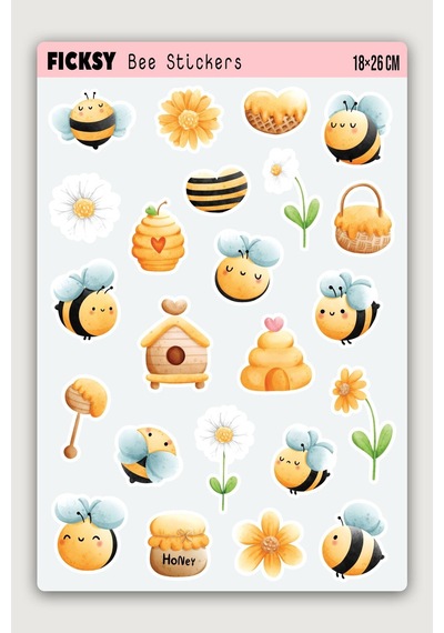 Sevimli Arı Sticker Seti - 23 Adet Etiket Çıkartma Diğer