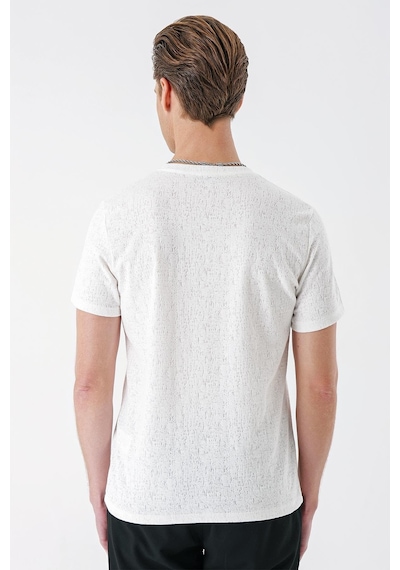 Efor Slim Fit Bisiklet Yaka Sıva Dokuma Pamuklu Ekru Tişört Ts 882 Ekru
