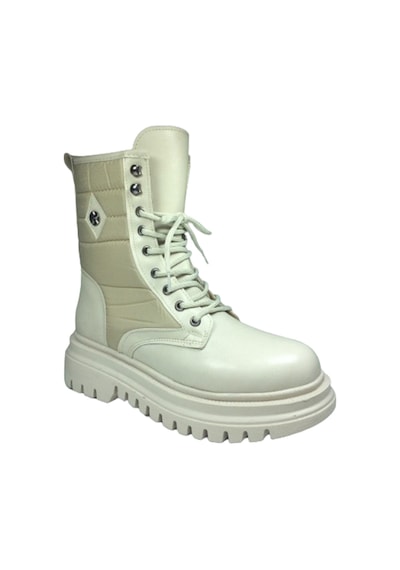 Womenly Style 2005 Kadın Bot Bej Paraşüt Kumaş Bağcıklı Fermuarlı Bej