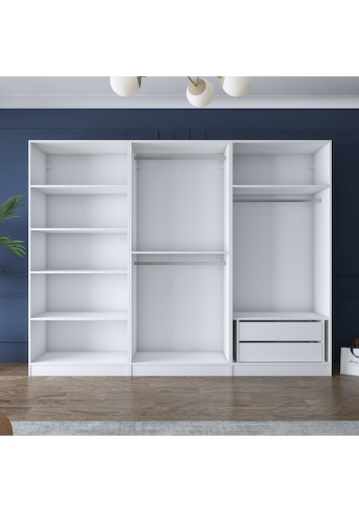 Rani Ba158 Geniş Gardırop Elbise Dolabı 6 Kapaklı 2 Çekmeceli 7 Raflı 3 Askılı Modüler Dolap Beyaz Rani Ba158 Geniş Gardırop Elbise Dolabı 6 Kapaklı 2 Çekmeceli 7 Raflı 3 Askılı Modüler Dolap Beyaz