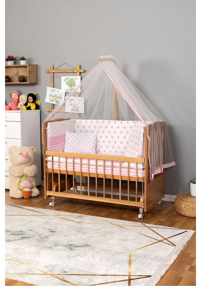Ahşap Beşik Anne Yanı Beşik Vernikli 60x120 - Pembe Yıldız Tek Yastık Uyku Seti+yatak+tekerlekli Ahşap Ahşap Beşik Anne Yanı Beşik Vernikli 60x120 - Pembe Yıldız Tek Yastık Uyku Seti+yatak+tekerlekli Ahşap