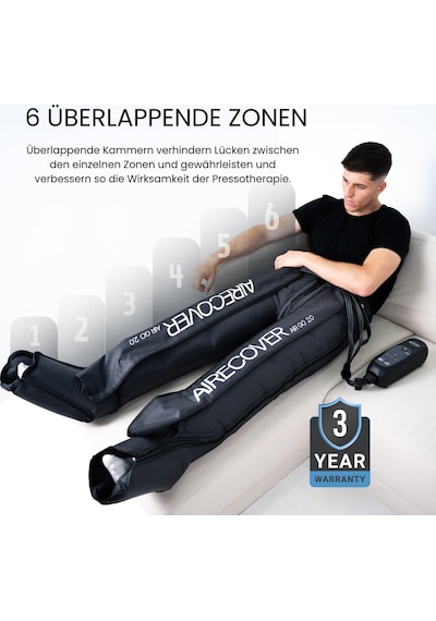 Airecover Ev Pressoterapi Pantolonu Yorgun Bacaklar İçin Kablosuz Masaj Dolaşımı Ve Lenfatik Drenaj 6 Kamera 4 Mod 30-250mmhg Otonomi 3h