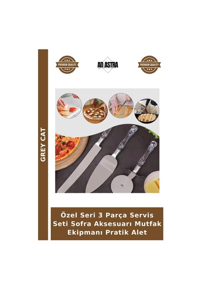 Özel Seri 3 Parça Servis Seti Sofra Aksesuarı Mutfak Ekipmanı Pratik Alet Çok Renkli