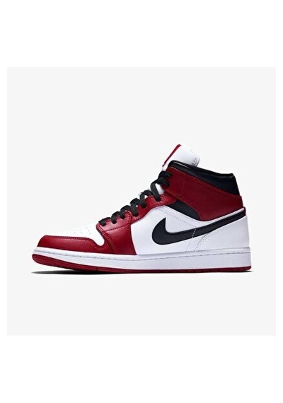 Nike Air Jordan 1 Mid Chicago Basketbol Ayakkabısı Beyaz - Kırmızı - Siyah