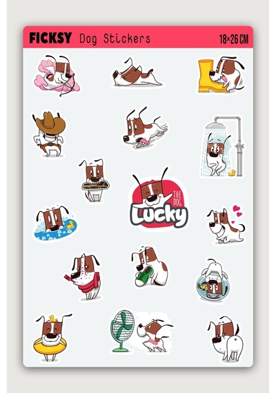 Sevimli Köpek Sticker Seti - 16 Adet Etiket Çıkartma Diğer
