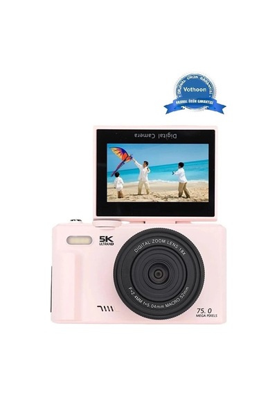 5k 75mp Hd Dijital Kamera 18x Dijital Zoom, Flaşlı,3.0 İnç Ekranlı Vlog Ve Fotoğraf Makinesi -