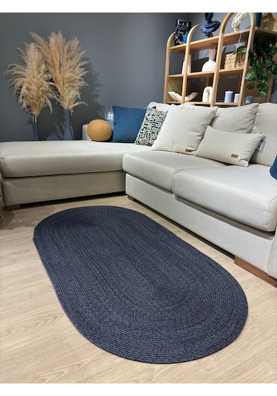 Mavaux Galileo Oval Jüt Yuvarlak Hasır Görünümlü Klasik Halı Kilim Bambulaci